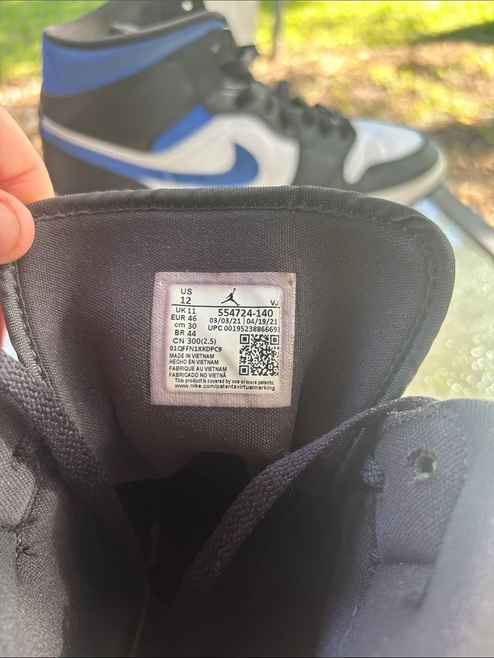 Air Jordan 1 Mid Racer Blue Black White Men’s Size 12 554724-140